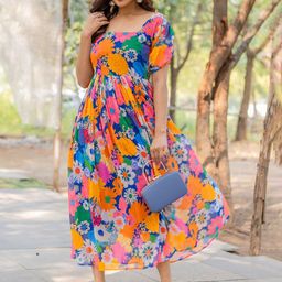 Moda Rapido Women Floral Printed Crepe Fit & Flare Dress-picture-22