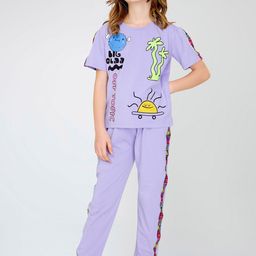 Zeyo Girls Graphic Printed Night suit-image-99