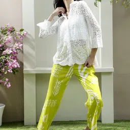 Athena Self Design Shirt Collar Neck Shirt With Trousers Co-Ords-75