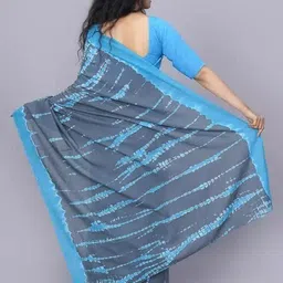 JALTHER Abstract Printed Mulmul Cotton Block Print Saree image 2