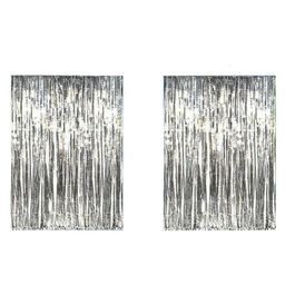 AMFIN Metallic Fringe Foil Curtain Silver - Pack of 2-image-90