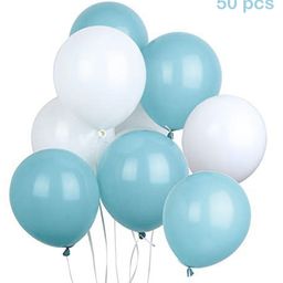 Balloon Junction Pastel Colour Balloons Turquoise Blue White - 50 Pieces-28