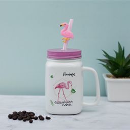 A Vintage Affair Walking Flamingo Ceramic Mason Jar - 400 ml-22