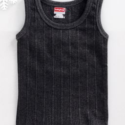 Babyhug Sleeveless Solid Thermal Vest - Dark Grey-picture-13