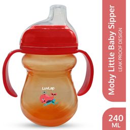 LuvLap Mobby Little Spout Sipper with Twin Handle Orange - 240 ml-3