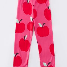 Kookie Kids Full Length Leggings Apple Print - Pink-image-74