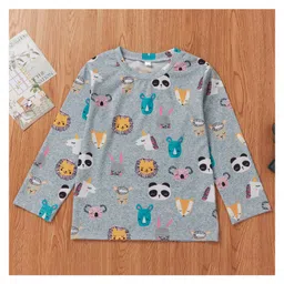 Kookie Kids Full Sleeves T-Shirt Animal Print - Grey-picture-40
