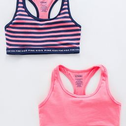 Pine Kids Anti Microbial & Biowashed Bralettes Striped Pack of 2 - Salmon Rose-image-5
