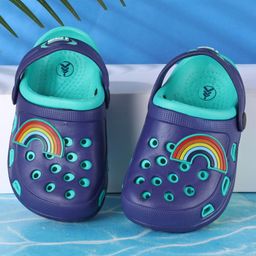 Pine Kids Clogs with Backstrap Rainbow Patch - Blue Green-image-36