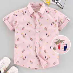 Jash Kids Half Sleeves Shirt Palm Tree Print - Peach-image-35