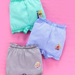 Red Rose Striped Bloomers with Barbie Print Pack of 3 - Multicolour-image-5
