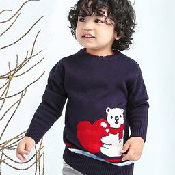 Babyhug Full Sleeves Sweater - Blue-image-56