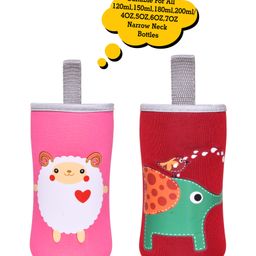 The Little Lookers Plush Bottle Cover Pack of 2 Pink Red - Fits 120 ml, 150 ml, & 240 ml Bottle-28