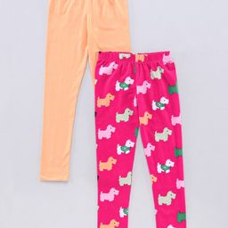 Pspeaches Pack Of 2 Printed Full Length Leggings Set  - Coral-image-125