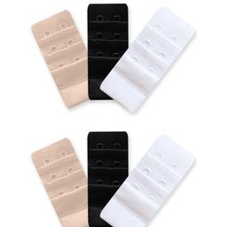 Inner Sense Pack Of 6 Two Hook & Eye Bra Extenders - Black White Beige-image-20