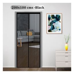 Classic Mosquito Net Magnetic Screen for All Door Types with Self Adhesive Hook Tape 200 x 100 cm - Black-28