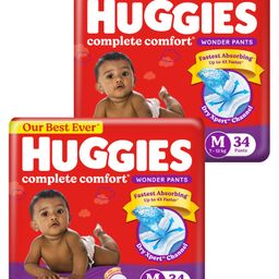 Huggies Complete Comfort Wonder Pants Medium (M) Size Baby Diaper Pants, 34 count, with 5 in 1 Comfort - (Pack of 2)-image-83