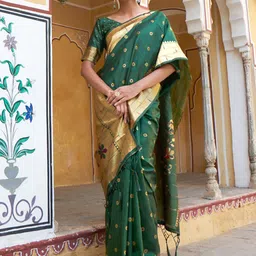 KALINI Ethnic Motifs Silk Blend Ready to Wear Paithani Saree-image-55