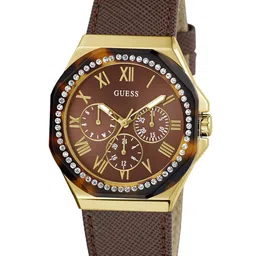 GUESS Women Embellished Dial & Leather Straps Analogue Watch GW0753L3-picture-42