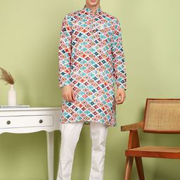 FUBAR Ethnic Motifs Printed Mandarin Collar Straight Kurta With Pyjamas-picture-17