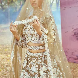 panchhi Embellished Beads and Stones Semi-Stitched Lehenga & Unstitched Blouse With Dupatta image 5