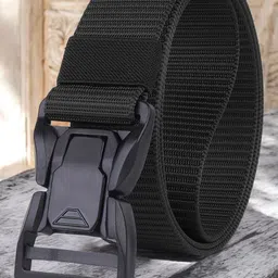 glitchez Men Textured Wide Belt with Slider Buckle-image-19