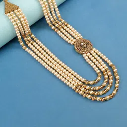 JIYANSHI FASHION Men Gold-Plated Pearls Beaded Necklace-30