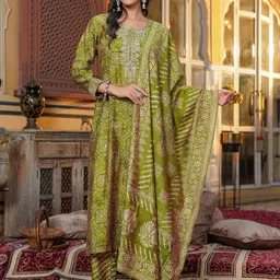 KALINI Women Ethnic Motifs Embroidered Regular Thread Work Kurta Set With Dupatta-picture-12