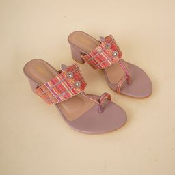 Anouk Women Textured Party Block Sandals with Laser Cuts-image-69