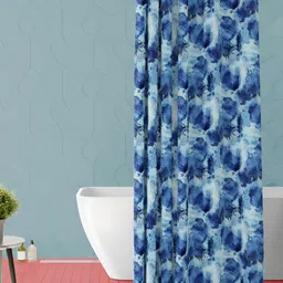 ArtzFolio White & Blue Abstract Printed Waterproof Shower Curtain-23
