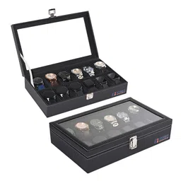 Kuber Industries 2-Pcs Black 8 Slots Wrist Watch Organisers-33
