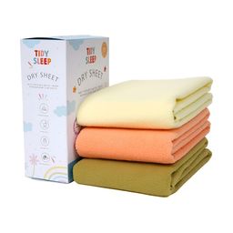 TIDY SLEEP Yellow 3 Pieces Cotton Waterproof & Breathable Mattress Protectors-image-85