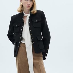 MANGO Button-Studded Regular Fit Tailored Jacket-31