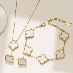 Designs & You Gold Plated Stainless Steel Clover Jewellery Set-image-32