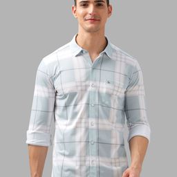 BULLMER Men Spread Collar Checked Cotton Casual Shirt-image-39