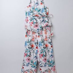 taffykids Girls Printed Shoulder Straps Top With Trousers-picture-9