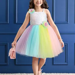 Mark & Mia Girls Colourblocked Fit and Flare Dress-image-75