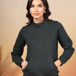 Juelle Women Mock Collar Front-Open Sweatshirt-image-77