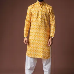 Rawayi Men Ethnic Motifs Printed Festive Linen Straight Kurta-picture-40