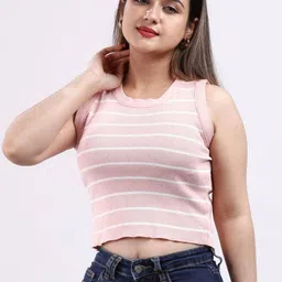FEVERFEW Women Striped Cotton Regular Top-image-49