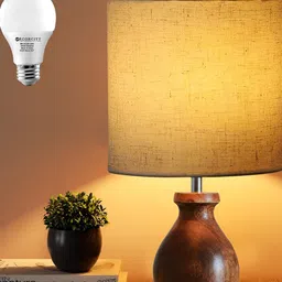 Decorcity Beige Wooden Cylindrical Shaped Table Lamp-20