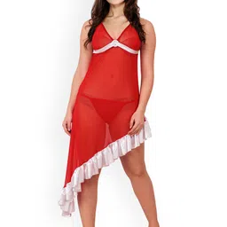 Lola Dola Ruffle Detailed Colourblocked Halter Neck Baby Doll With Briefs-picture-11