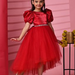 Toy Balloon kids Girls Puff Sleeve Net Fit & Flare Dress-image-34