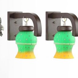 Somil Premium Designer Glass Wall / Night Lamp Elegant & Stylish Dcor Accent for Modern Interiors, color- Green, Yellow, Size:- 16.5 X 29.5 X 27.5 CM-image-88