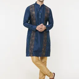 Arihant Rai Sinha Paisley Printed Mandarin Collar Silk Straight Kurta-picture-41