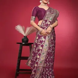 Florence Woven Design Pure Silk Fusion Saree-image-49