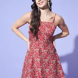 Trend Arrest Floral Print Crepe Fit & Flare Mini Dress-86