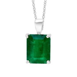 GenZcomplex Unisex Silver-Plated Natural Emerald Stone Studded Square Shaped Pendant-3
