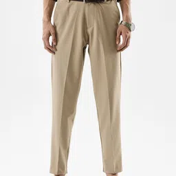 Snitch Men Slim Fit Mid-Rise Pleated Formal Trousers-image-58