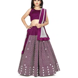 Shoryam Fashion Girls Purple Raw Silk Lehenga Choli-picture-48